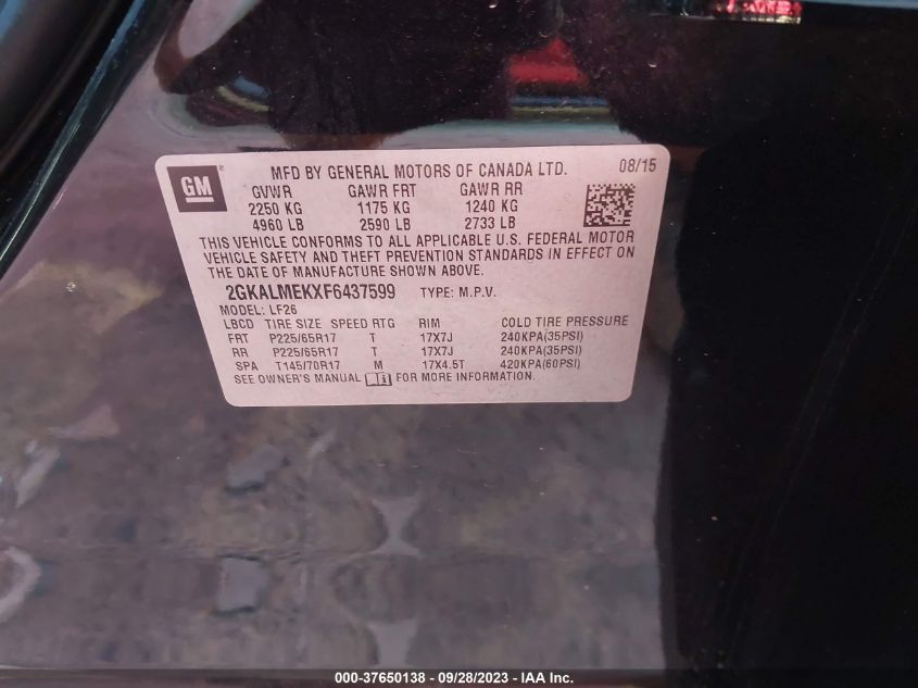 2015 GMC TERRAIN SLE - 2GKALMEKXF6437599