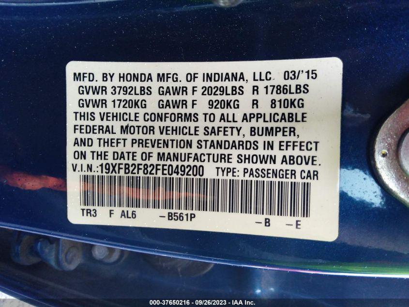 2015 HONDA CIVIC SEDAN EX - 19XFB2F82FE049200