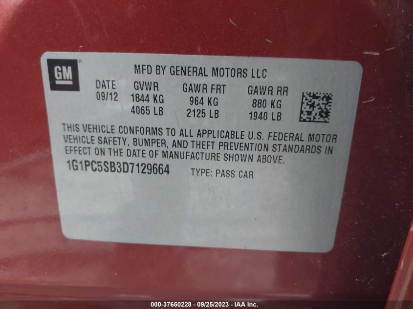 2013 CHEVROLET CRUZE 1LT - 1G1PC5SB3D7129664