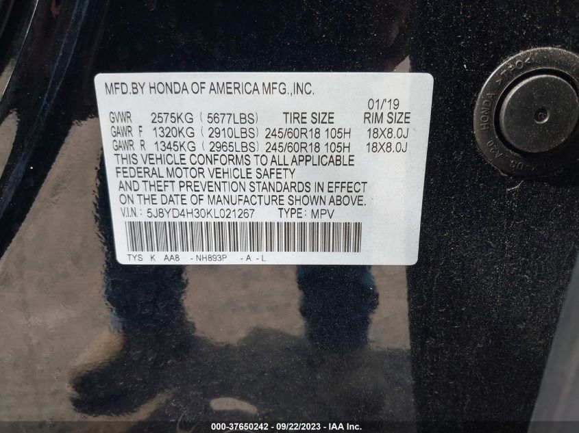 2019 ACURA MDX - 5J8YD4H30KL021267