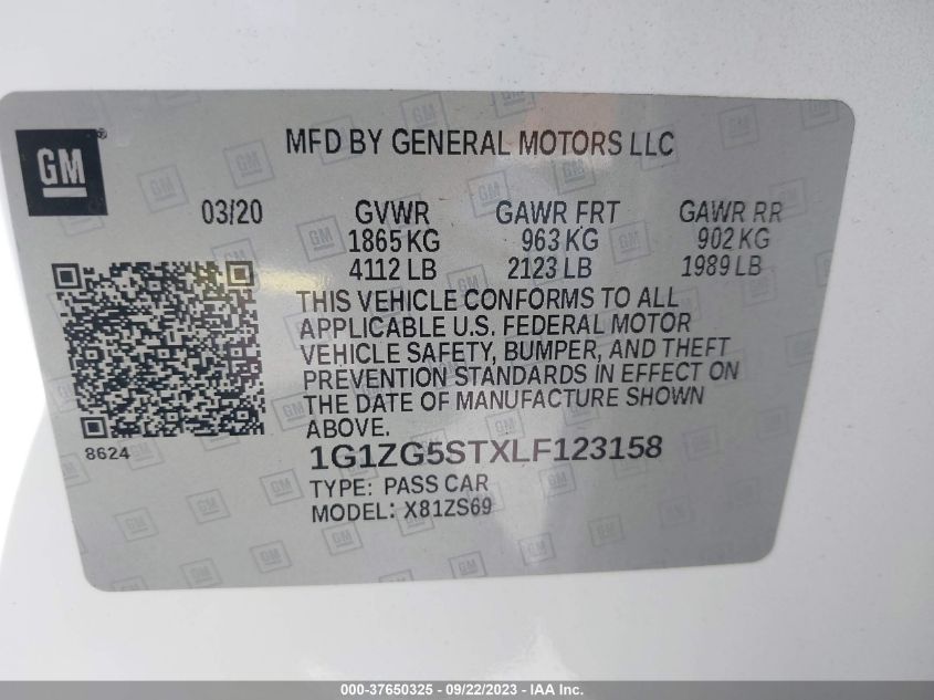 2020 CHEVROLET MALIBU RS - 1G1ZG5STXLF123158