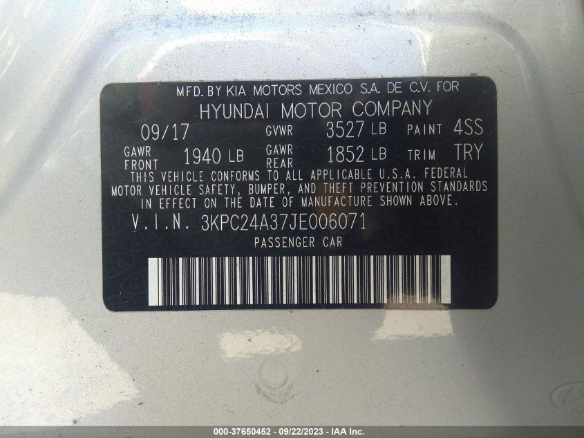 2018 HYUNDAI ACCENT SE/SEL - 3KPC24A37JE006071
