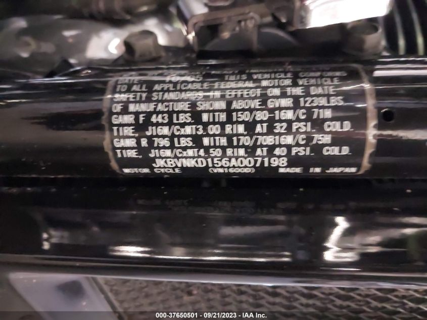 2006 KAWASAKI VN1600 D6F JKBVNKD156A007198