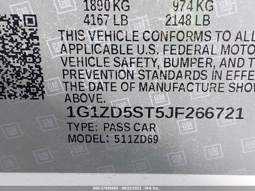 2018 CHEVROLET MALIBU LT - 1G1ZD5ST5JF266721