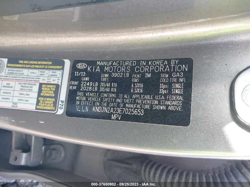 2014 KIA SOUL BASE - KNDJN2A23E7025653