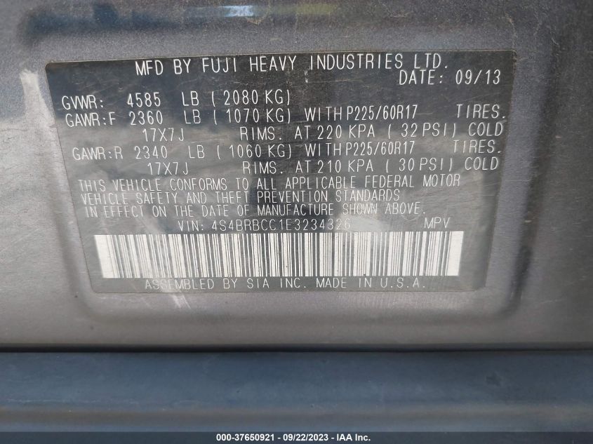 2014 SUBARU OUTBACK 2.5I PREMIUM - 4S4BRBCC1E3234324