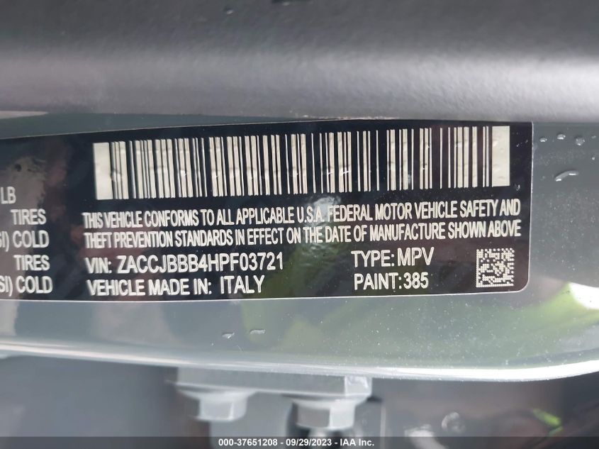 2017 JEEP RENEGADE LATITUDE - ZACCJBBB4HPF03721