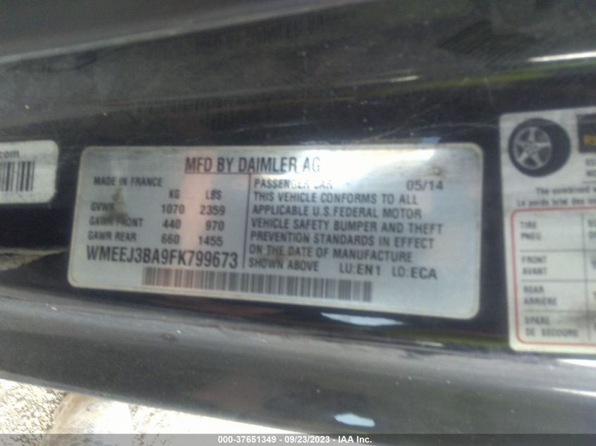 2015 SMART FORTWO PASSION/PURE WMEEJ3BA9FK799673