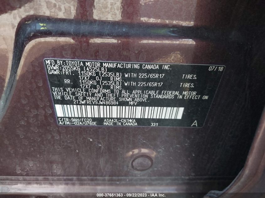 2018 TOYOTA RAV4 ADVENTURE/XLE - 2T3WFREV9JW486984
