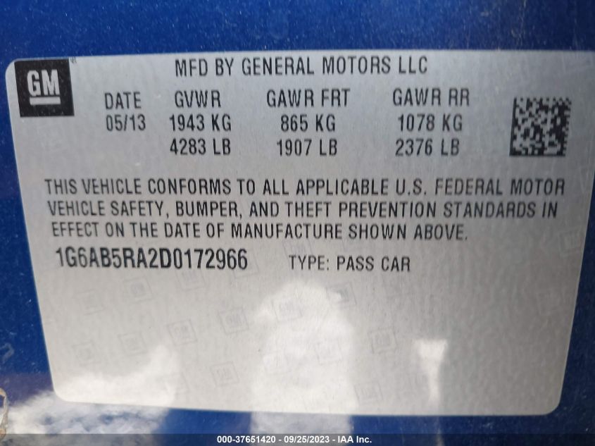 2013 CADILLAC ATS LUXURY - 1G6AB5RA2D0172966