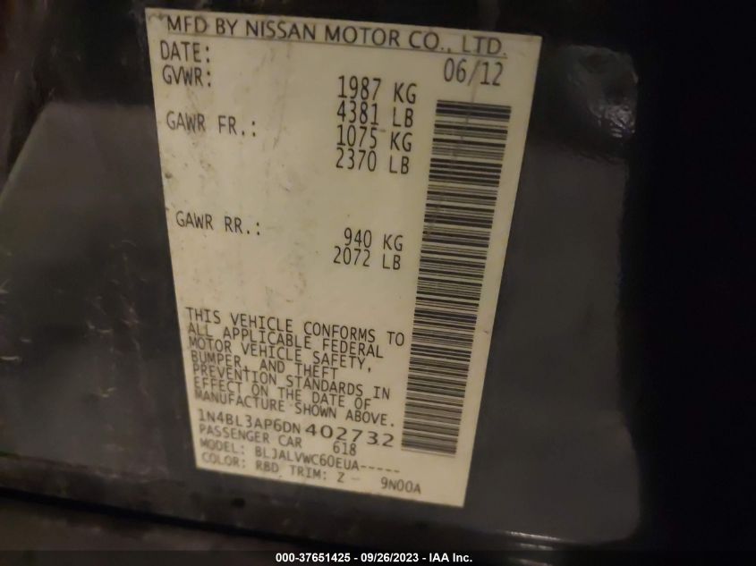 2013 NISSAN ALTIMA 3.5 SL - 1N4BL3AP6DN402732