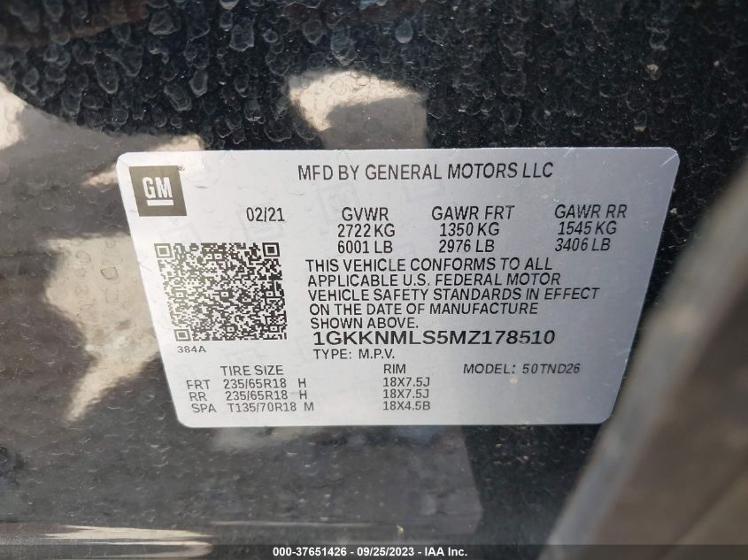 1GKKNMLS5MZ178510 GMC Acadia SLT 9