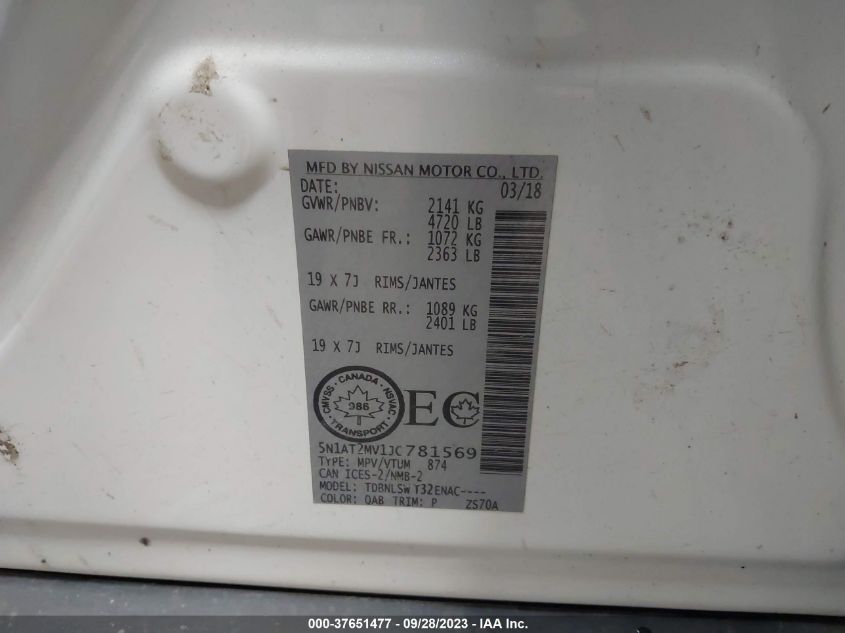 2018 NISSAN ROGUE SV/SL - 5N1AT2MV1JC781569