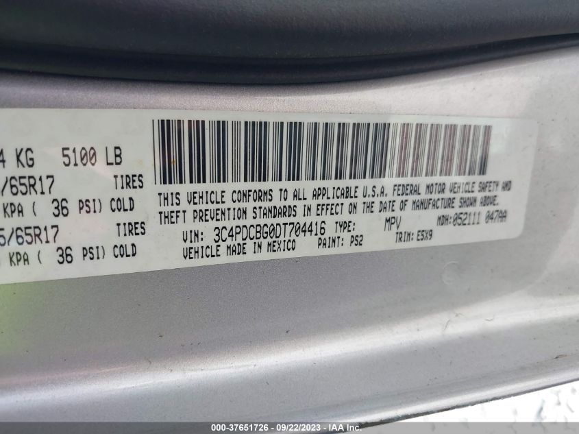 2013 DODGE JOURNEY SXT - 3C4PDCBG0DT704416