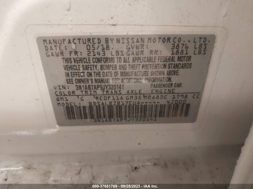 2018 NISSAN SENTRA S - 3N1AB7AP9JY320141
