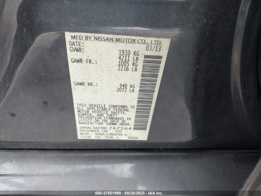 2013 NISSAN ALTIMA 2.5 S - 1N4AL3AP3DC247564