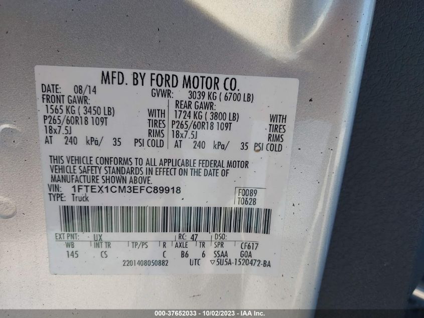 2014 FORD F-150 XL/STX/XLT - 1FTEX1CM3EFC89918