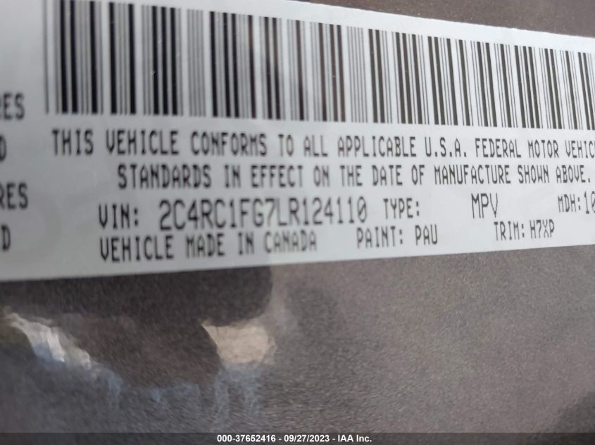 2020 CHRYSLER PACIFICA TOURING - 2C4RC1FG7LR124110