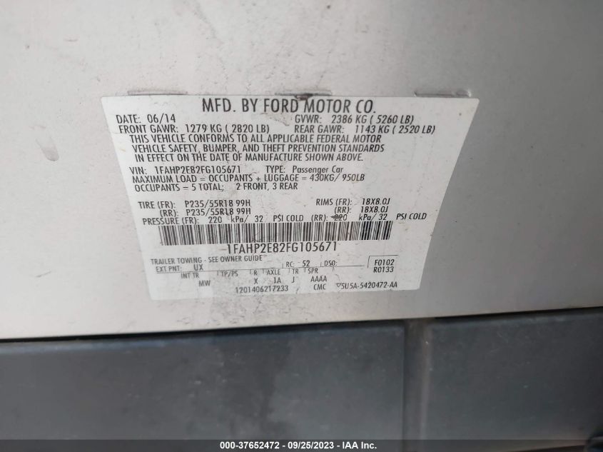 2015 FORD TAURUS SEL - 1FAHP2E82FG105671