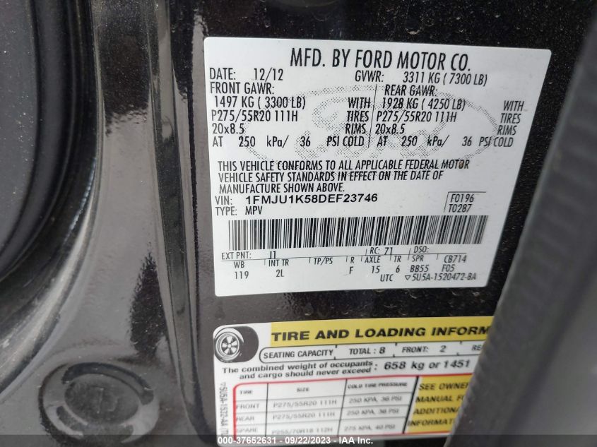 2013 FORD EXPEDITION LIMITED - 1FMJU1K58DEF23746