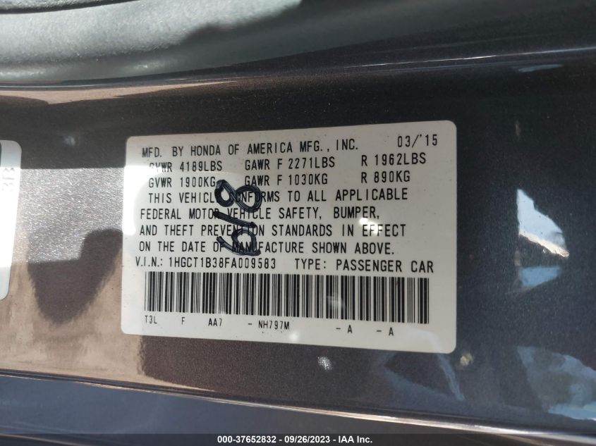2015 HONDA ACCORD COUPE LX-S 1HGCT1B38FA009583