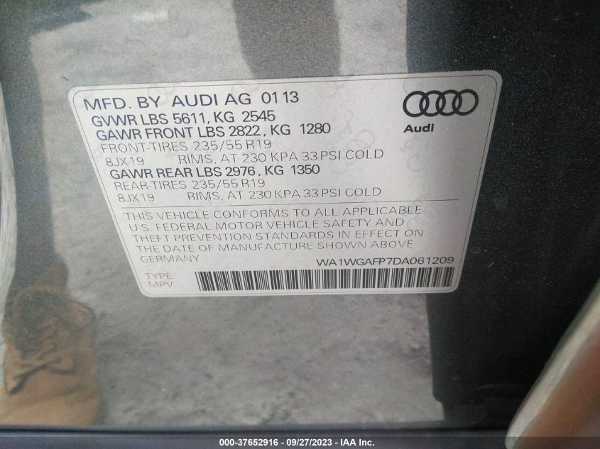 2013 AUDI Q5 PRESTIGE - WA1WGAFP7DA061209