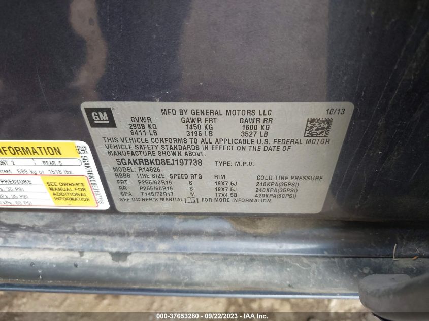 2014 BUICK ENCLAVE LEATHER - 5GAKRBKD8EJ197738