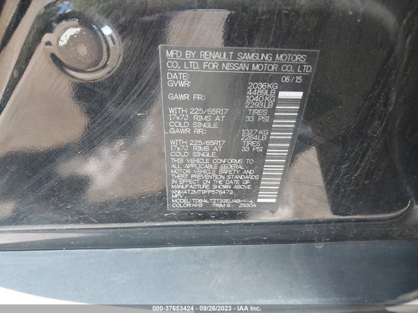 2015 NISSAN ROGUE SV - KNMAT2MT9FP576472