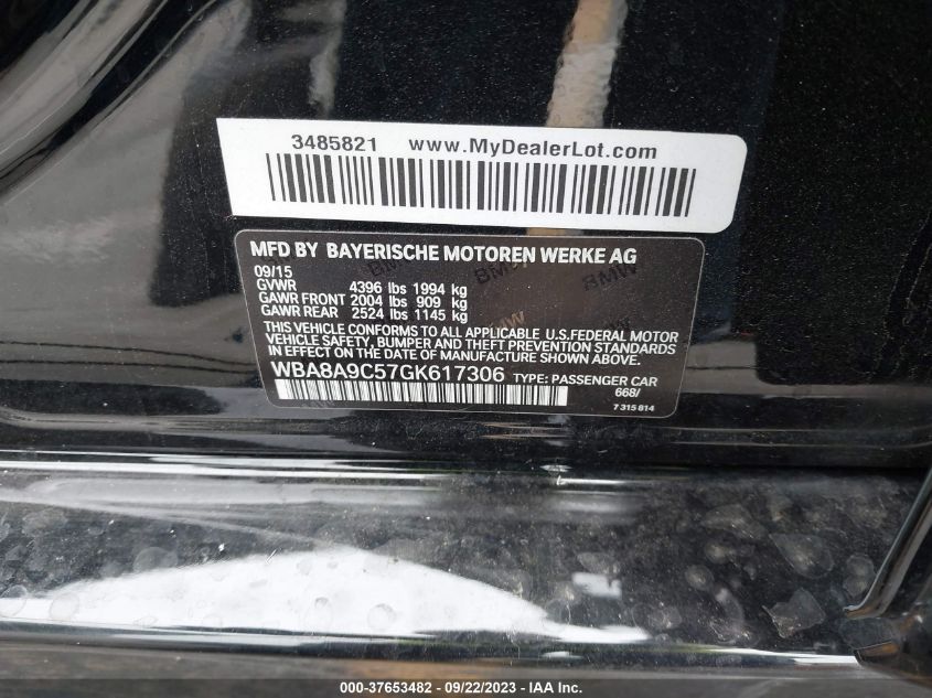 2016 BMW 320I WBA8A9C57GK617306