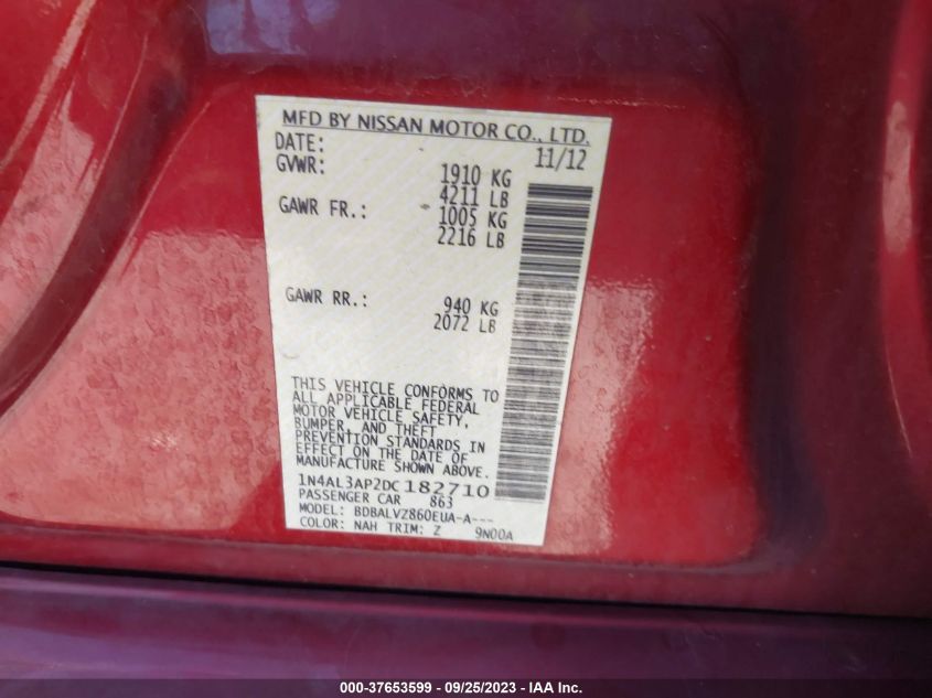 2013 NISSAN ALTIMA 2.5/S/SV/SL - 1N4AL3AP2DC182710