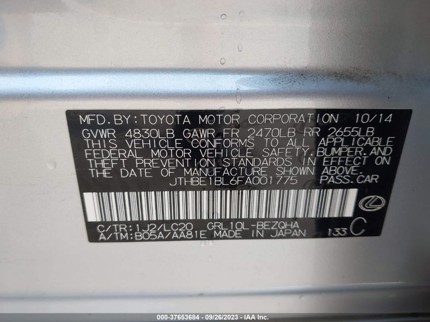 2015 LEXUS GS 350 CRAFTED LINE - JTHBE1BL6FA001775