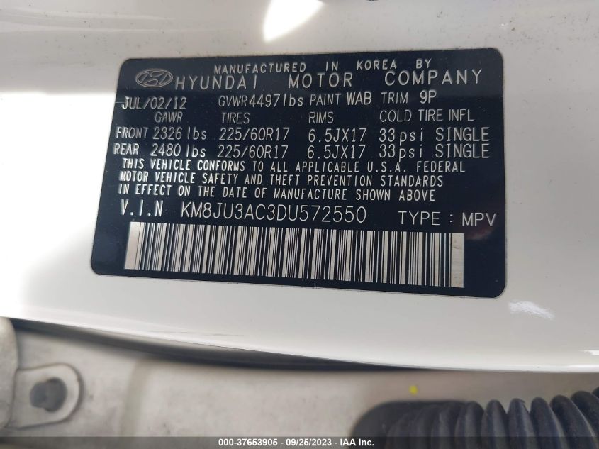 2013 HYUNDAI TUCSON GLS - KM8JU3AC3DU572550