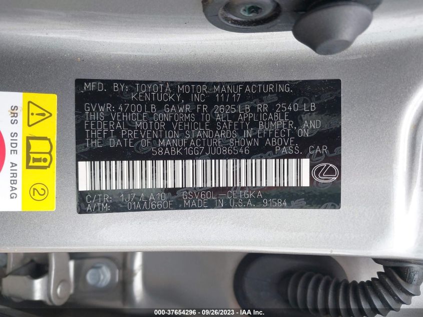 2018 LEXUS ES ES 350 - 58ABK1GG7JU086546