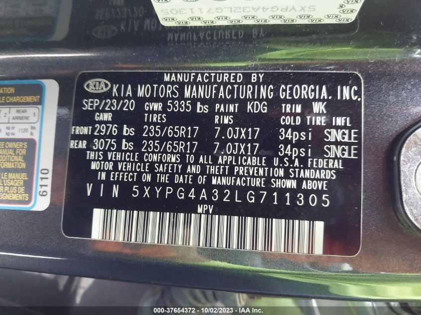 2020 KIA SORENTO LX - 5XYPG4A32LG711305