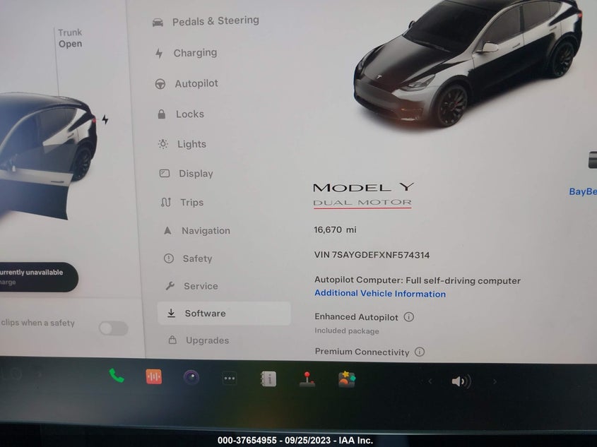 VIN 7SAYGDEFXNF574314 2022 TESLA MODEL Y PERFORMANCE