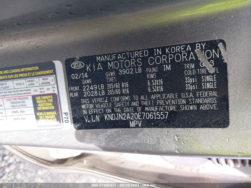 2014 KIA SOUL BASE - KNDJN2A20E7061557