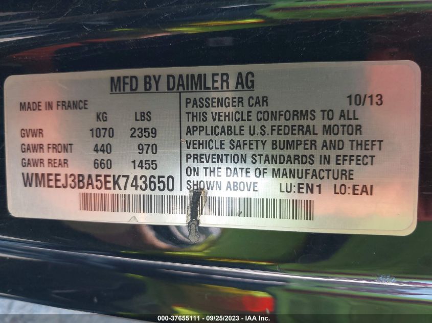2014 SMART FORTWO PURE/PASSION - WMEEJ3BA5EK743650