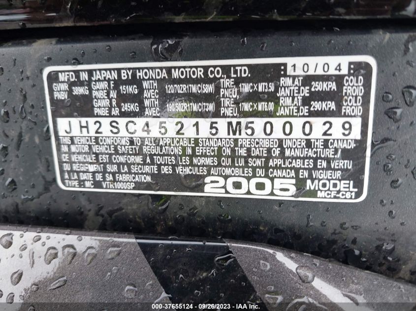 2005 HONDA RVT1000 R - JH2SC45215M500029