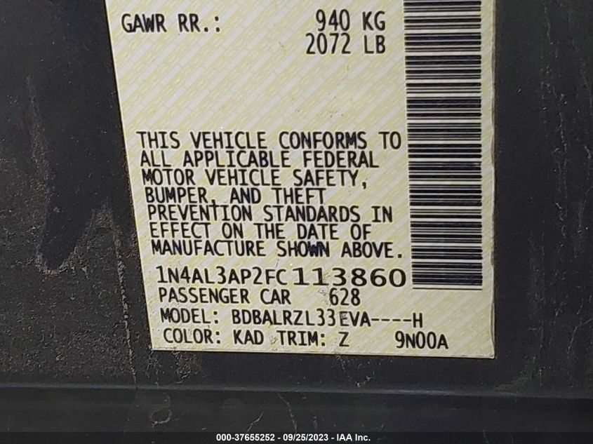 2015 NISSAN ALTIMA 2.5 SL - 1N4AL3AP2FC113860
