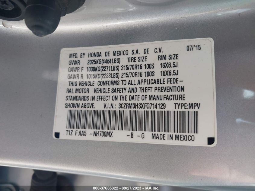 2015 HONDA CR-V LX - 3CZRM3H3XFG714129