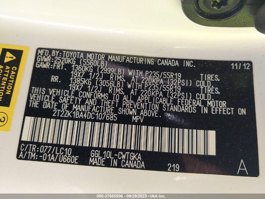 2013 LEXUS RX 350 - 2T2ZK1BA4DC107685