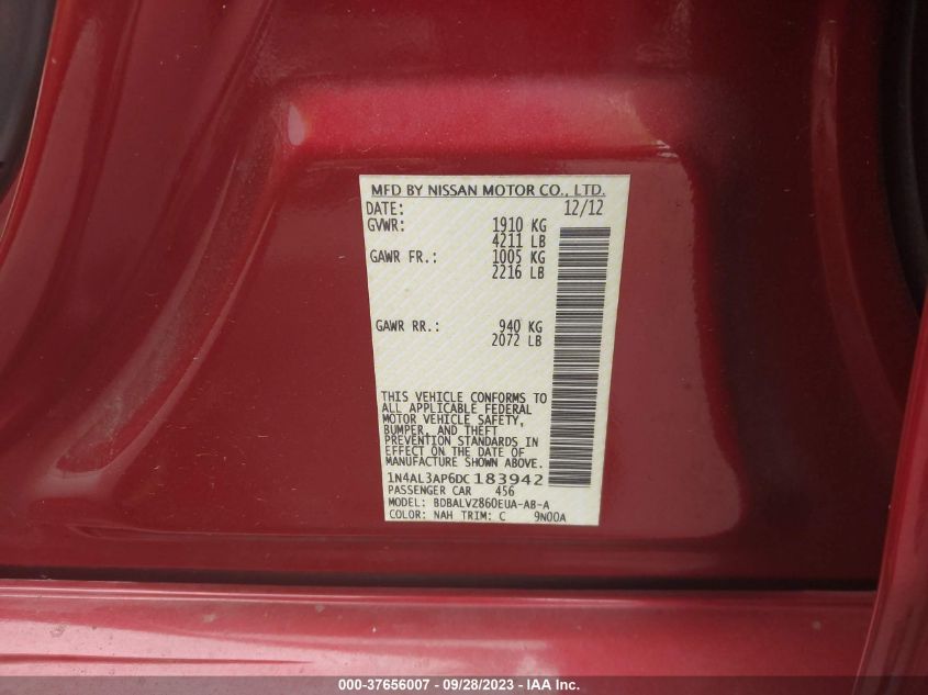 2013 NISSAN ALTIMA 2.5 SL - 1N4AL3AP6DC183942