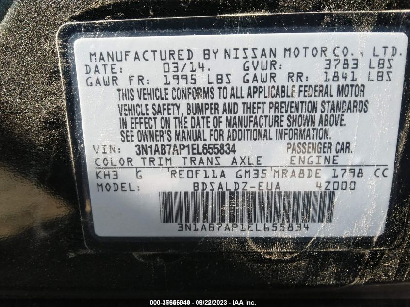 2014 NISSAN SENTRA FE+ SV - 3N1AB7AP1EL655834