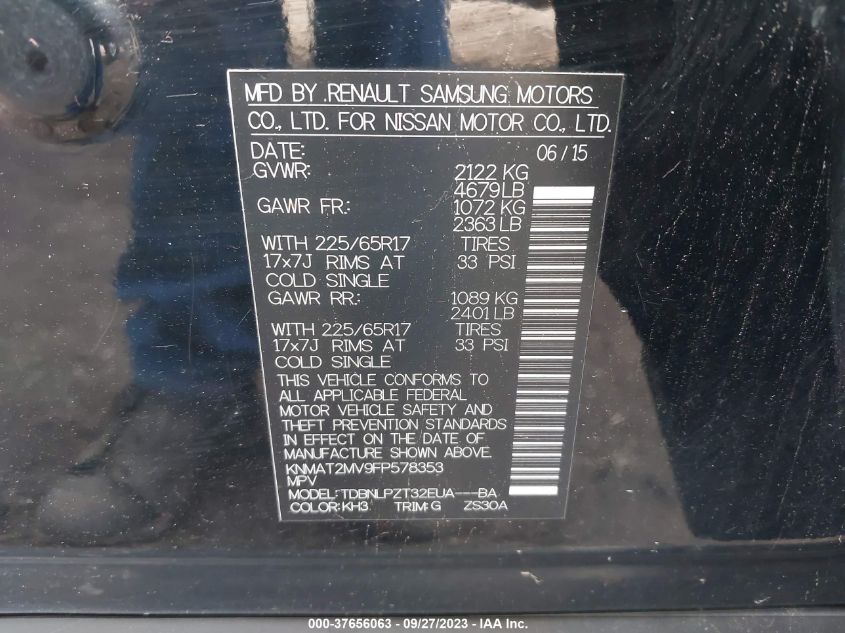 2015 NISSAN ROGUE S - KNMAT2MV9FP578353