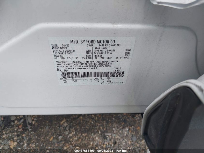 2022 FORD EDGE SEL - 2FMPK4J90NBA53425