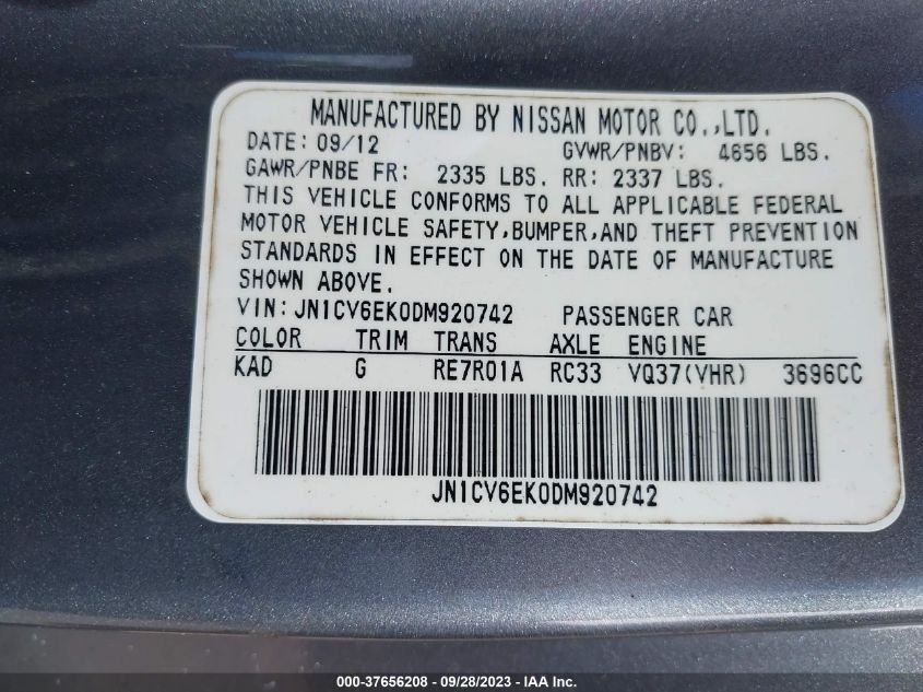 2013 INFINITI G37 COUPE JOURNEY JN1CV6EK0DM920742