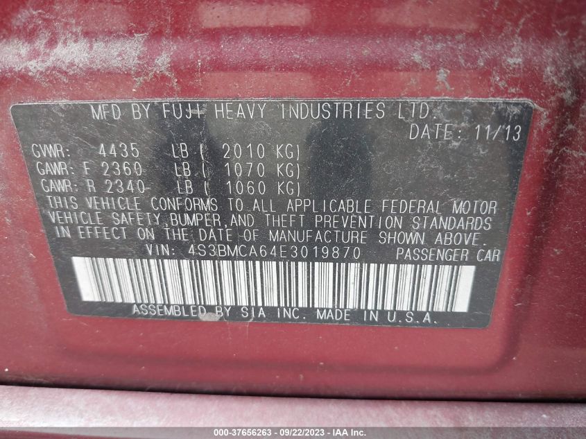 2014 SUBARU LEGACY 2.5I - 4S3BMCA64E3019870