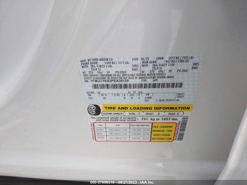 2023 FORD EXPEDITION LIMITED - 1FMJU1K82PEA38128