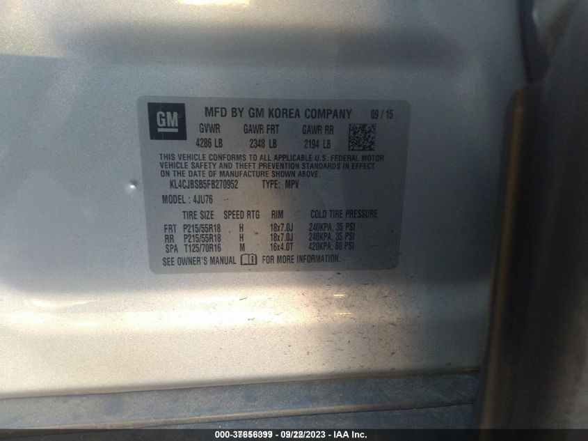 2015 BUICK ENCORE CONVENIENCE - KL4CJBSB5FB270952