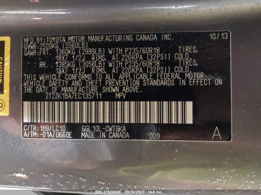2014 LEXUS RX 350 - 2T2ZK1BA7EC135711